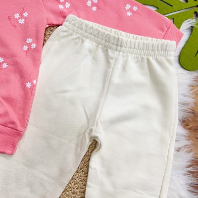  Conj. Casaco Choose Joy e Calça de Moletom - Rosa e Off White